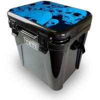 MightySkins YEROA24LID-Blue Skulls Skin for Yeti Roadie 24 Hard cooler Lid - Blue Skulls