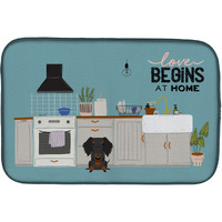 "Caroline's Treasures Black Tan Wire Haired Dachshund Kitchen Scene dish-drying-mats, 14 x 21, Multicolor"