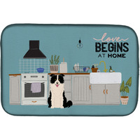 "Caroline's Treasures Black White Border Collie Kitchen Scene dish-drying-mats, 14 x 21, Multicolor"