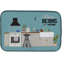 "Caroline's Treasures Black Silver Miniature Schnauzer Kitchen Scene dish-drying-mats, 14 x 21, Multicolor"