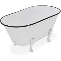 Lavande Metal Tub Decor - Small - White