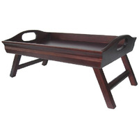 Sedona Bed Tray Curved Side Foldable Legs Large Handle- Antique Walnut