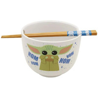 Star Wars Mandalorian Nom Nom Child 20 Ounce Ceramic Ramen Bowl w/ Chopsticks