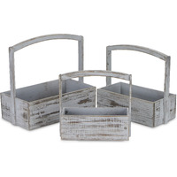 Caspen Set of 3 High Handle Gray Wood Bins