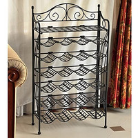 Iron 24-Bottle Wine Rack  Antique Black