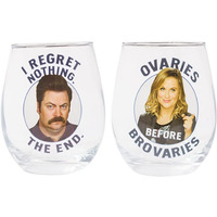 Parks & Recreation 844279 20 oz Ron & Leslie Stemless Glass Set, 2 Piece