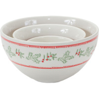 Stoneware Mistletoe Bowl (Set of 3)