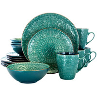 Sea Foam Mozaic Luxurious Stoneware Dinnerware with Complete Setting for 4 - 16 Piece