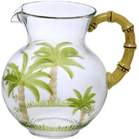 AC-0611 Palm Tree 3 qt. Pitcher with Bamboo Handle