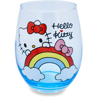 Sanrio Hello Kitty Rainbow Peek Stemless Wine glass  Holds 20 Ounces