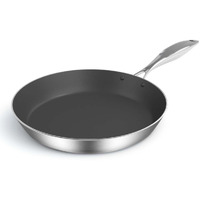 SOGA Stainless Steel Fry Pan 34cm Frying Pan Induction FryPan Non Stick Interior