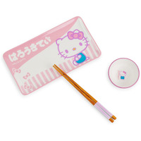 Sanrio Hello Kitty Pink 3-Piece ceramic Sushi Set With Sauce Bowl and chopsticks