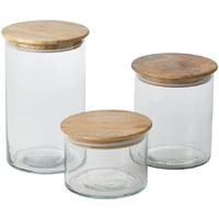 Set of 3 Canisters with Wood Lids