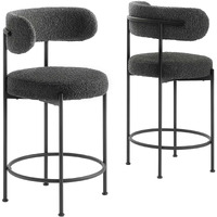 Albie Boucle Fabric Counter Stools - Set of 2