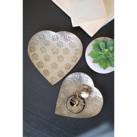 SET OF TWO METAL HEART BOWLS