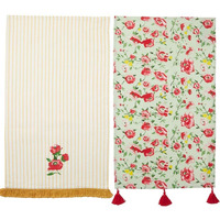 Striped Floral Set of 2 Kitchen Towels or Oven Mitt and Potholder Set - Set of 2 Kitchen Towels