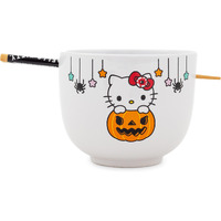 Sanrio Hello Kitty Pumpkin Boo 20-Ounce ceramic Ramen Bowl and chopstick Set