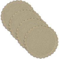 12 in. Crochet Envy Petal Edge Round Doily - Natural - Set of 4