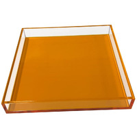 Neon Orange Square Lucite Tray