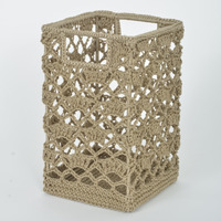 Mode Crochet Basket, Tan - 9 x 5.5 x 5.5 in.