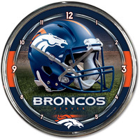 Denver Broncos Round Chrome Wall Clock