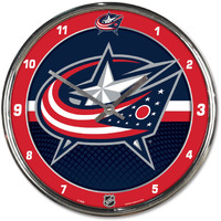 Columbus Blue Jackets Clock Round Wall Style Chrome