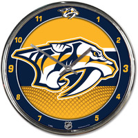 Nashville Predators Clock Round Wall Style Chrome