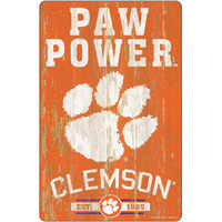 Clemson Tigers Sign 11x17 Wood Slogan Design