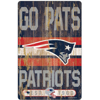 New England Patriots Sign 11x17 Wood Slogan Design