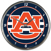 Auburn Tigers Clock Round Wall Style Chrome