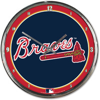 Atlanta Braves Clock Round Wall Style Chrome