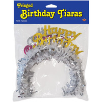 Pkgd Happy Birthday Tiaras w/Fringe