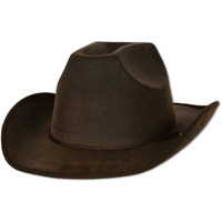 Faux Brown Leather Western Hat