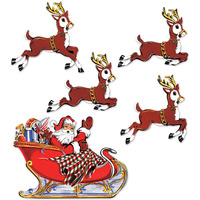 Vintage Christmas Santa & Sleigh Cutouts