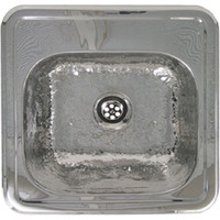 Decorative Square Drop-in Entertainment/Prep Sink with a Hammered Texture Bowl and Mirrored Finish Ledge