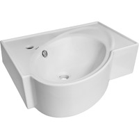 Isabella Collection Rectangular Wall Mount Bathroom Basin with an Integrated Oval Bowl, Overflow, Single Faucet Hole and Rear Center Drain