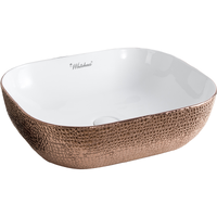 Isabella Plus Collection Rectangular Above Mount Basin with an Embossed Exterior, Smooth Interior, and Center Drain