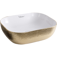 Isabella Plus Collection Rectangular Above Mount Basin with an Embossed Exterior, Smooth Interior, and Center Drain