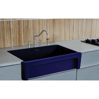 Glencove Fireclay 30" Reversible Sink with Elegant Beveled Front Apron on one side  Decorative 2" Lip Plain on Opposite Side