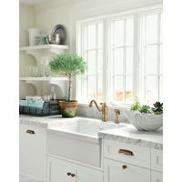 Glencove Fireclay 30" Reversible Sink with Elegant Beveled Front Apron on one side  Decorative 2" Lip Plain on Opposite Side