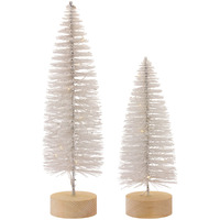 Bottle Brush Tree w/ LED Lights (Set of 4)