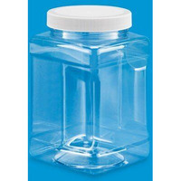 Clear Food Grade PET Plastic Square Grip Storage Jar w/ Cap - 64 Fluid Ounces (7-8 Cup Storage Capacity) BUY 1 GET 1 FREE (MIX AND MATCH - PROMO APPLIES AT CHECKOUT) by Pride Of India 6.00 oz(D0102HPITEU.)