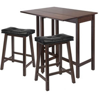 3-Pc Lynnwood Drop Leaf Kitchen Table with 2 Cushion Saddle Seat Stools(D0102HXIRUV.)