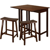 Lynnwood 3-Pc High Drop Leaf Table with 24" Saddle Seat Stool(D0102HXIRUA.)