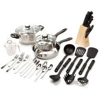 Gibson Total Kitchen Lybra 32-Piece Cookware Combo Set(D0102H7Y7SG.)