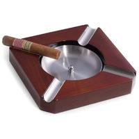 Bey-Berk International c315 Lacquered 4 cigar Ashtray with Removable Stainless Steel center - Walnut Wood