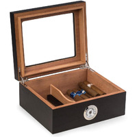 Bey-Berk International c420 Espresso Wood cigar Humidor with Spanish cedar Lining & glass See-thru Lid - Brown