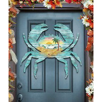 Designocracy 98511-12 Tropical crab Vintage Art on Board Wall Decor