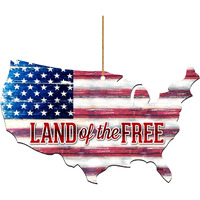 Designocracy 99916W-O Land of the Free America Wooden Ornament