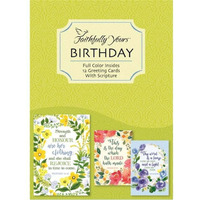 Faithfully Yours 170279 Boxed card for Birthday Floral Scripture - Pack of 12